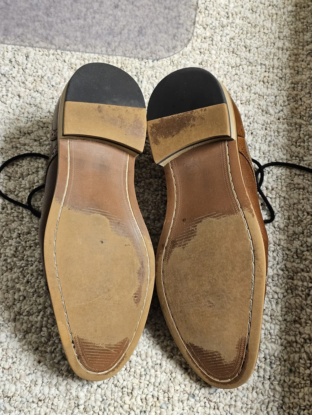 Bar III Tan Brown Leather Cap-Toe Oxfords